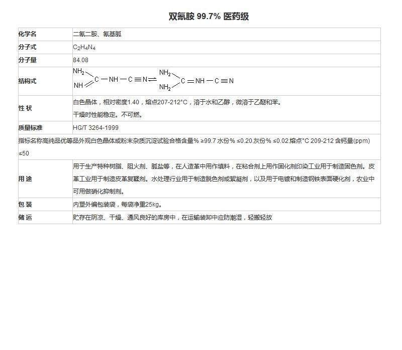 双氰胺 99.7% 医药级
