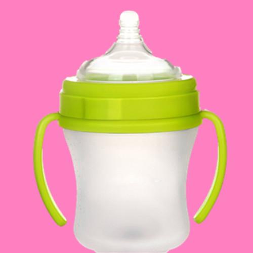 食品级婴幼儿硅胶奶瓶抗摔静音易清洗
