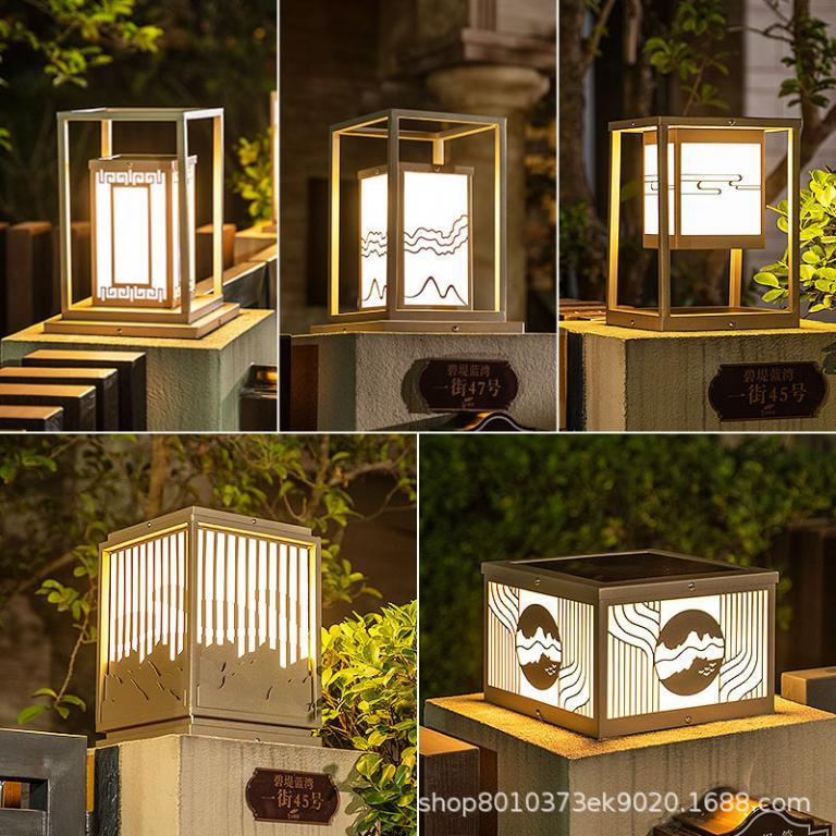 新中式太陽能柱頭燈柱子燈墻頭燈