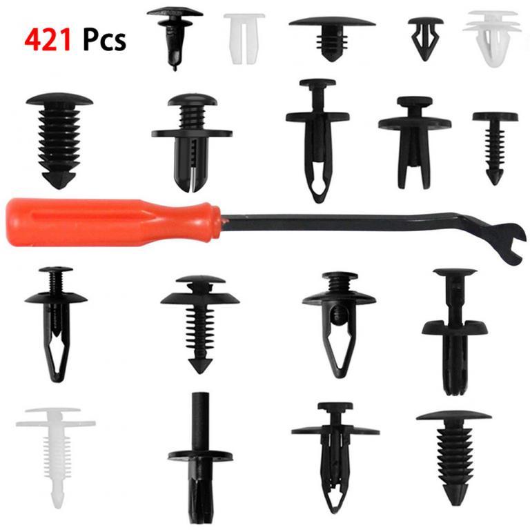 425PCS盒装卡扣+1PCS拆卸器通用汽车门饰板卡扣汽车挡板拉杆夹子