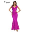 China Ruffled V-neck High Waist Sheath Lace Mermaid Dress - China Supplier