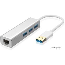 China USB 3.0 to Ethernet Adapter 3-Port USB 3.0 Hub with RJ45 10 100 1000 Gigabit Ethernet Adapter - China Supplier