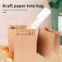 China Kraft paper tote bag, supports custom color and size - China Supplier