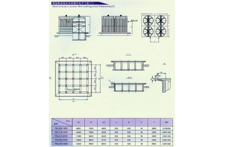 钢结构逆流式冷却塔外形尺寸表(Ⅱ)