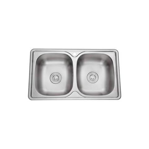 304不锈钢拉伸水槽双槽厨房台上盆淘洗菜家用水盆