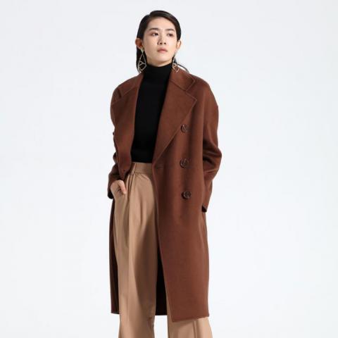 韩版轮廓型羊绒大衣外套四色