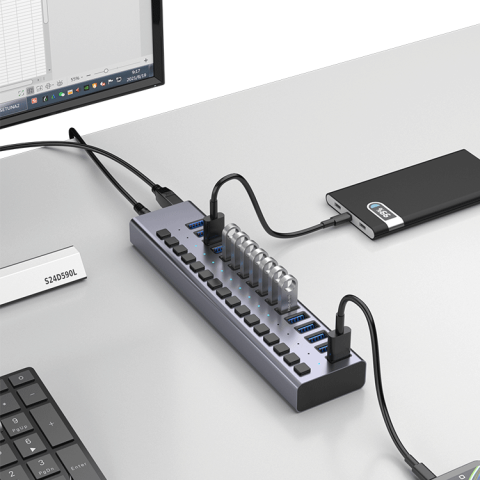 16口USB 集線器HUB 帶獨立開關