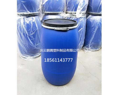 大口蓝色200升塑料桶20公斤带铁箍塑料桶