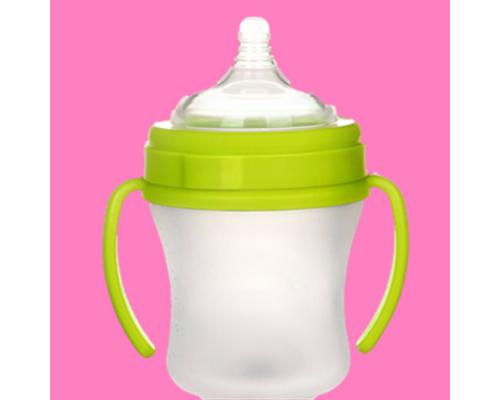 食品级婴幼儿硅胶奶瓶抗摔静音易清洗