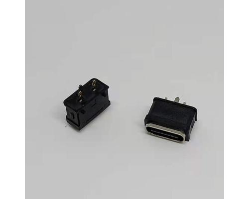 USB 3.1  TYPE-C 防水母座2P 立式DIP带固定脚