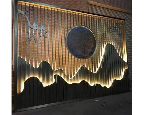 不锈钢中式镂空隔断餐厅装饰屏风墙
