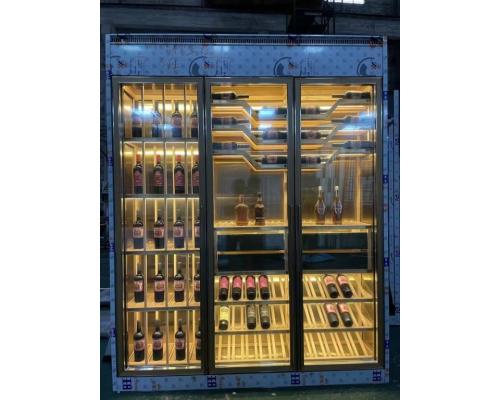 不锈钢红酒柜恒温定制黑钛橡木内架大堂现代展示柜