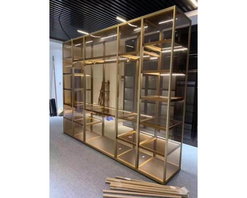 极简酒柜玻璃门展示柜现代不锈钢储物柜