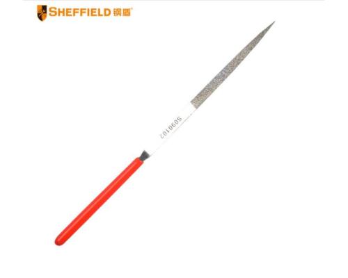 钢盾 SHEFFIELD S090102 金刚石尖头半元锉(3x140mm) 塑柄金刚石 钳工整形锉刀