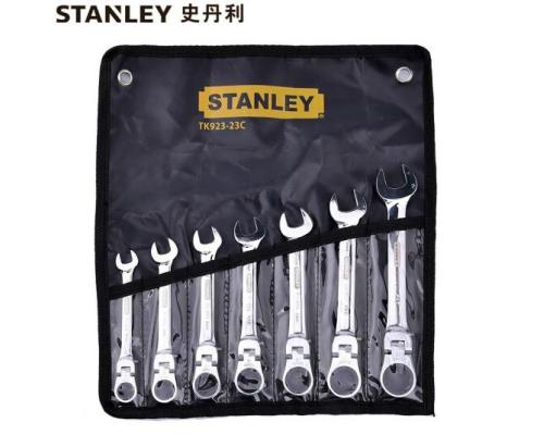 史丹利STANLEY 7件公制活头棘开两用快扳套装 梅花开口棘轮工具汽修双头呆扳手 TK923-23C 企业定制