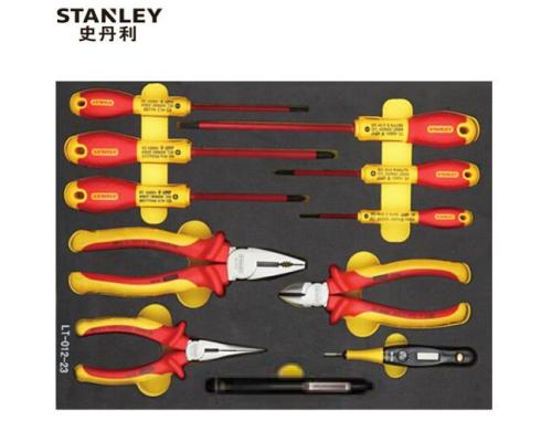 史丹利STANLEY 11件套专业级绝缘工具托 一字十字钢丝钳螺丝刀 电工工具套装 LT-012-23 可定制