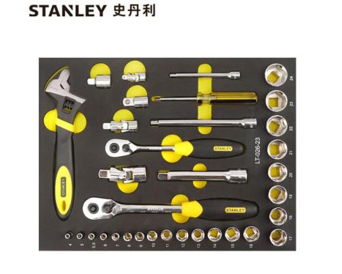 史丹利STANLEY 34件套6.3,10,12.5mm系列公制工具托 扳手套筒批头维修套装 LT-026-23 可定制