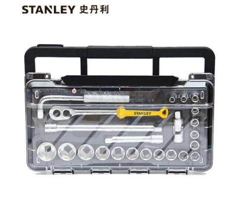 史丹利STANLEY 23件12.5mm系列公制套筒带钻石盒组套 扳手套筒批头维修套装 STMT74173-8C-23 企业定制