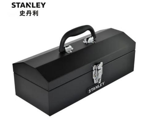 史丹利STANLEY 手提工具箱14英寸 铁皮工具箱钢制黑色手提收纳箱多功能家用工具盒车载箱 93-543-23 可定制