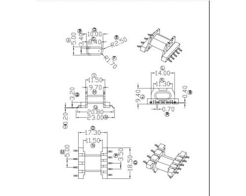 HXE-EPC17卧式4+5贴片amd高频变压器电木骨架bobbin