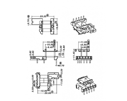 HXC-1627-1-EI16立式5+1+2高频变压器电木骨架