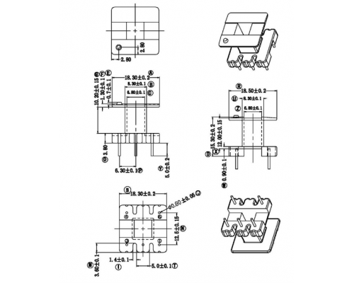 HXC-2510-EE25立式3+2高频变压器电木骨架