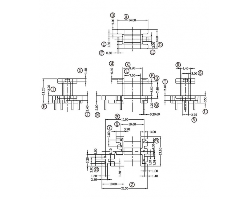 HXC-1301-2-EF13立式加宽3+2+2高频变压器电木骨架