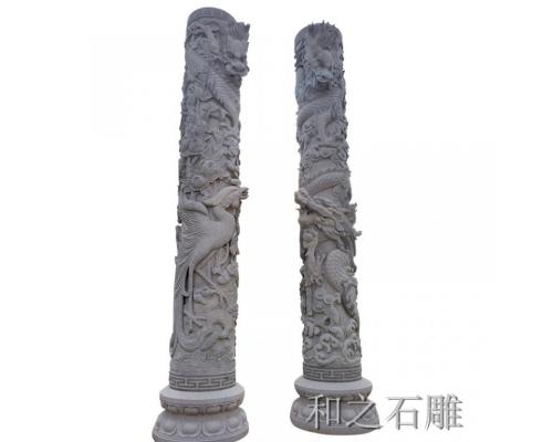 小型石雕龙柱一对雕龙价格