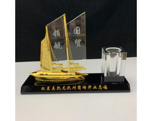 金属帆船模型摆件纪念品一帆风顺开业周年庆典