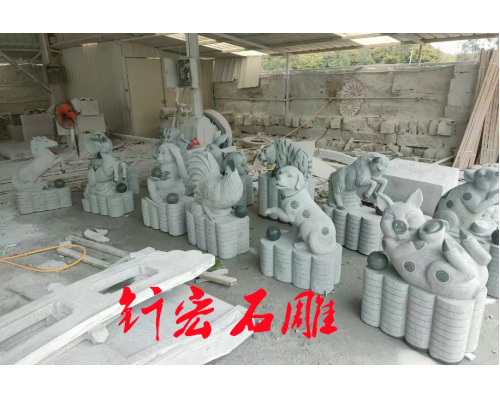 石雕十二生肖動物雕刻工廠定制