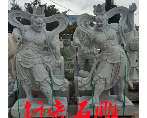 花崗巖石雕哼哈二將佛像雕刻
