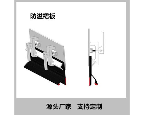 Y型双密封防溢裙板倒料槽裙边压件夹持器