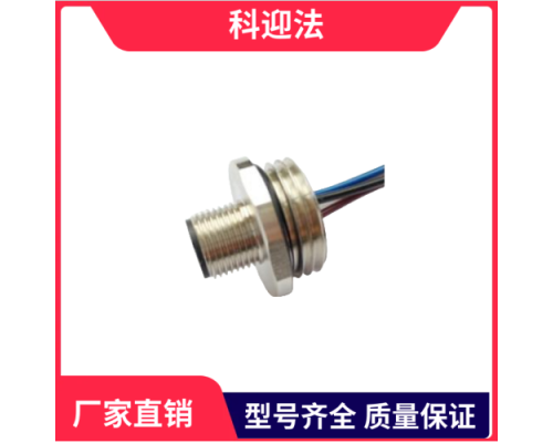 M12金属PCB板式连接器防水IP67pin2芯面板式穿墙插座