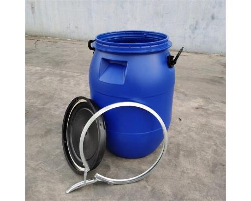 加厚带铁箍法兰桶50L60升化工塑料桶 50公斤发酵泔水桶50升桶