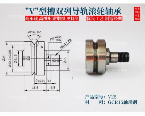 V槽RSJ25滚轮轴承RLJ25精品导轨滚轮轴承